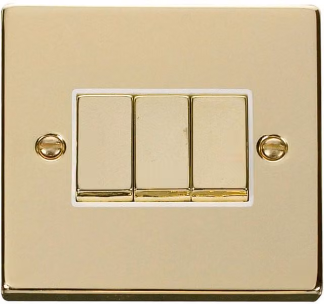 SE HOME Two Way Flush Ingot Light Switch, White and Brass