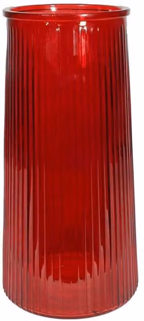 KDMD Red Ribbed Graduated Glass Tabletop Vase