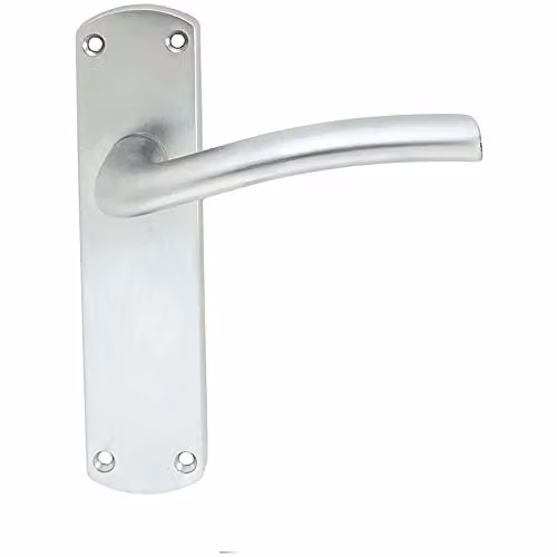 Loops Pair of Rounded Curved Bar Handles on Latch Backplate, Chrome, W: 17.0 cm, H: 4.2 cm