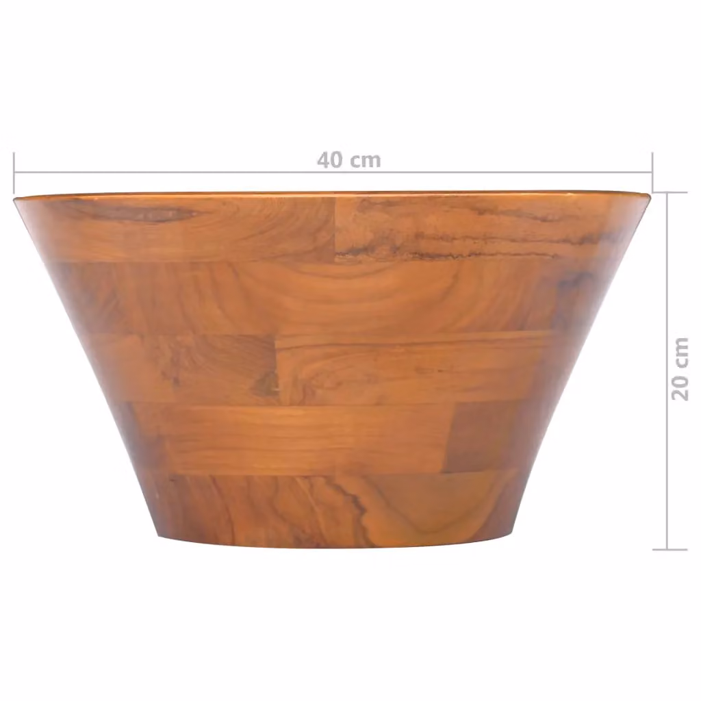 Berkfield Home Solid Teak Wood Basin, Brown, W: 40 cm, D: 20 cm, H: 20 cm – 3