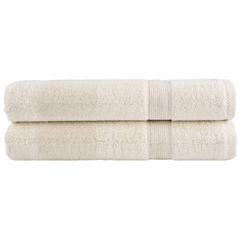 Berkfield Home SOLUND Premium Cotton Terry Sauna Towels, 2 Pack, Beige, W: 80 cm, L: 200 cm, 600 gsm – 2