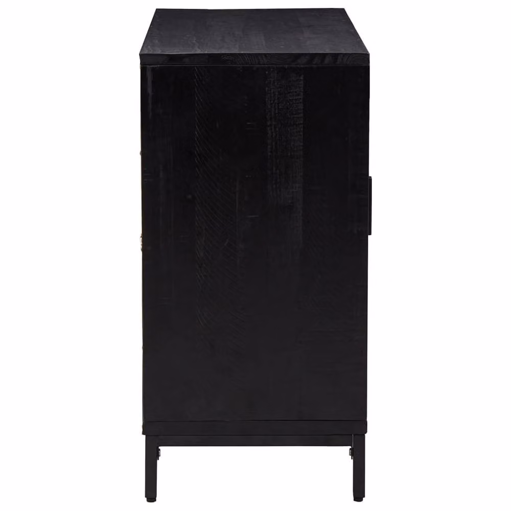 Berkfield Home Black Solid Pinewood Sideboard, W/D/H: 75 x 35 x 70 cm – 4