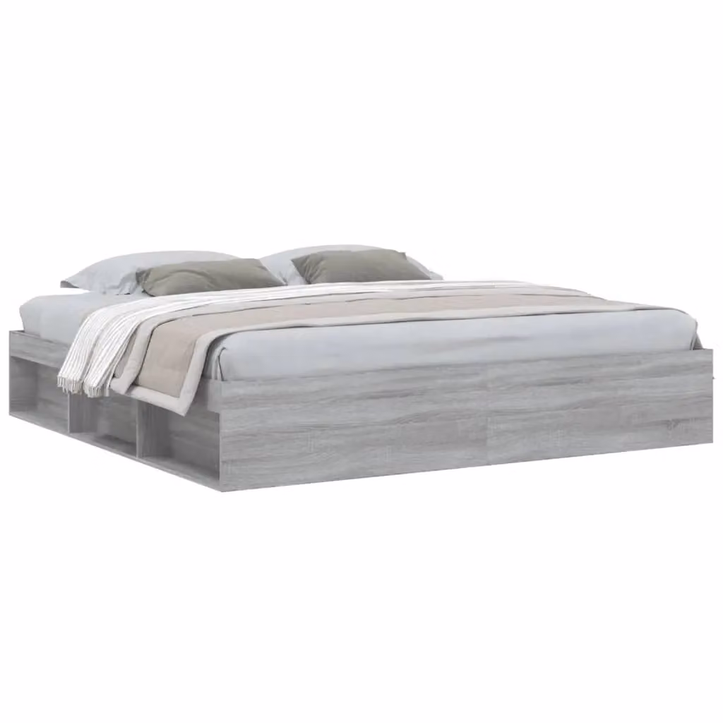 Berkfield Home Grey Sonoma Bed Frame with Side Compartments, W/D/H: 200 x 200 cm – 2