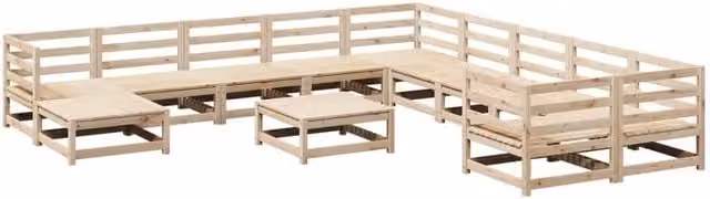 Berkfield Home 12 Piece Solid Wood Pine Garden Sofa Set with Beige Cushions