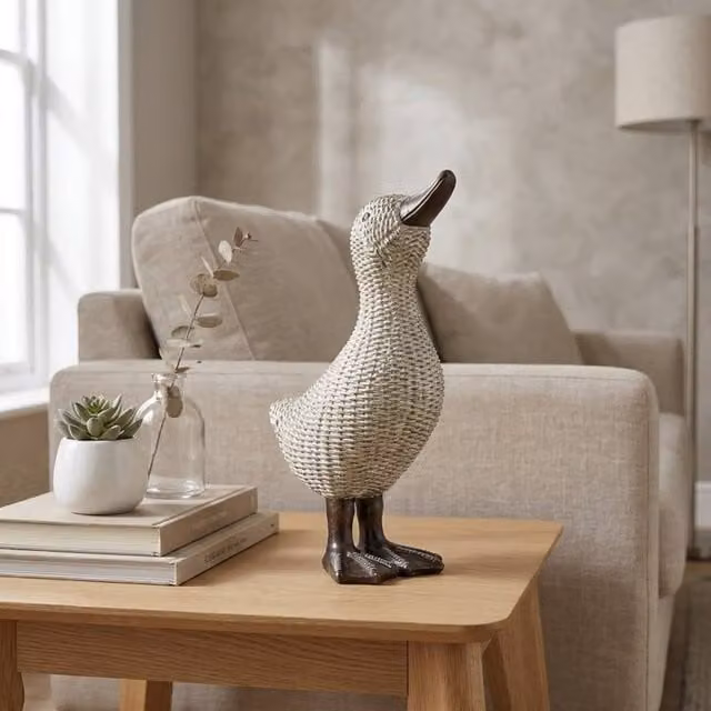 Garden Greatness Relica Textured Standing Duck Decoration in Silver and Multicolour