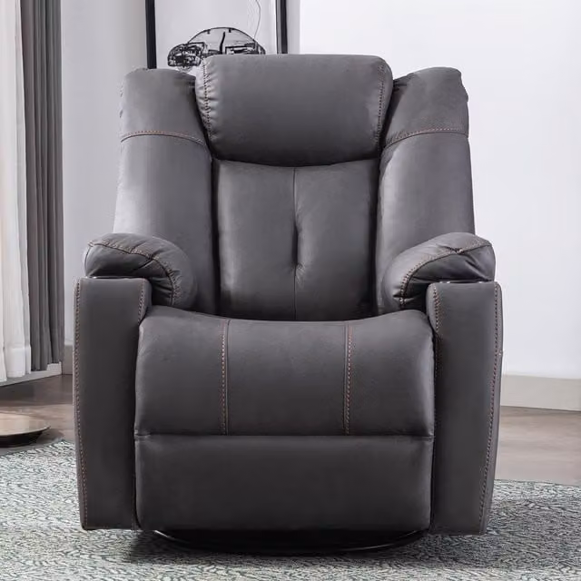 More4Homes Afton Fabric Recliner Rocking Swivel Cinema Sofa Chair in Grey