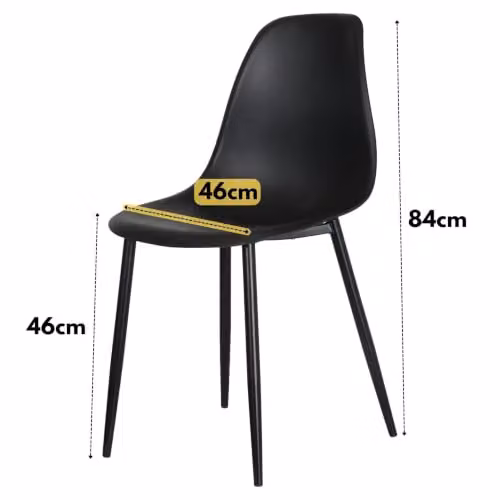 Core Products Aspen Pair of Black Plastic Armless Curve Dining Chairs with Metal Frame – 3
