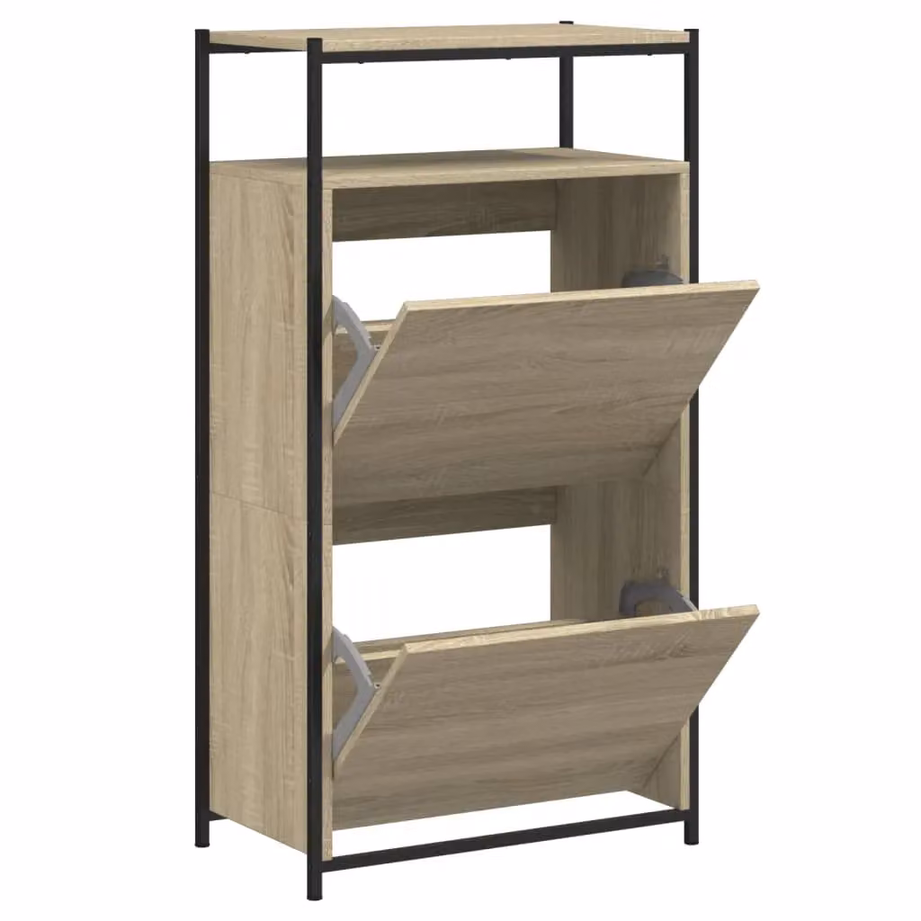 Berkfield Home Sonoma Oak Shoe Cabinet in Brown, W/D/H: 60 x 34 x 112 cm – 2
