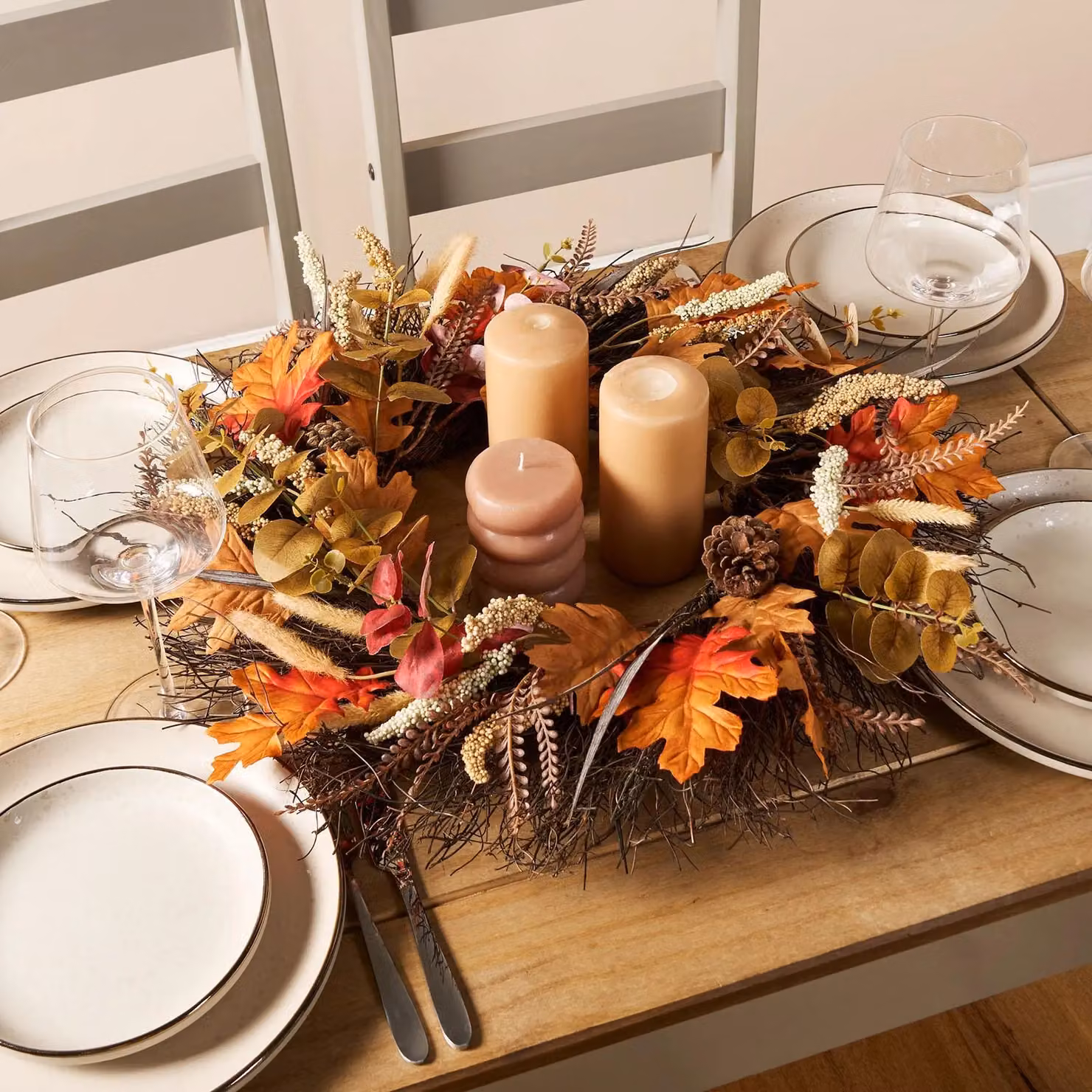 OHS Artificial Floral Wreath in Burnt Orange for Home and Party Decorations – 4