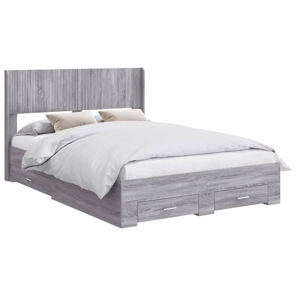 Berkfield Home Modern Bed Frame with Storage Drawers and Headboard in Grey Sonoma, 120 x 200 cm – 2