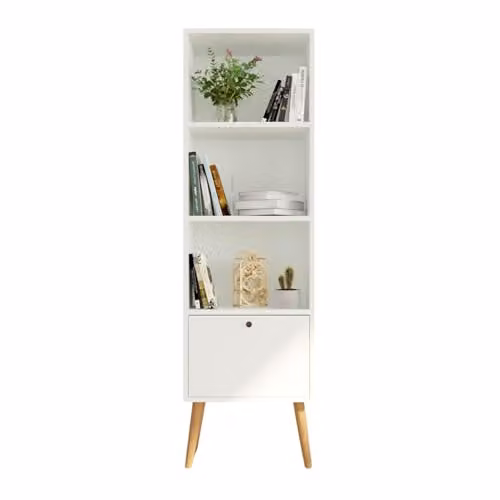Bimossa Janus White Wooden Bookcase with Cabinet and 3 Shelves – 1