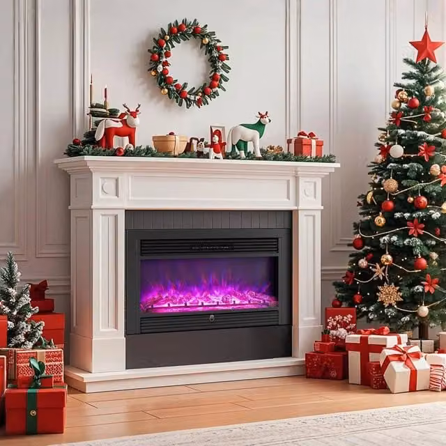 Kelvenix 36-Inch Electric Fireplace with Adjustable Flame Colours in Black