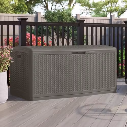 Rowlinson Minnesota 469L Garden Storage Box in Stone Grey, W134 x D74 x H66 cm – 1
