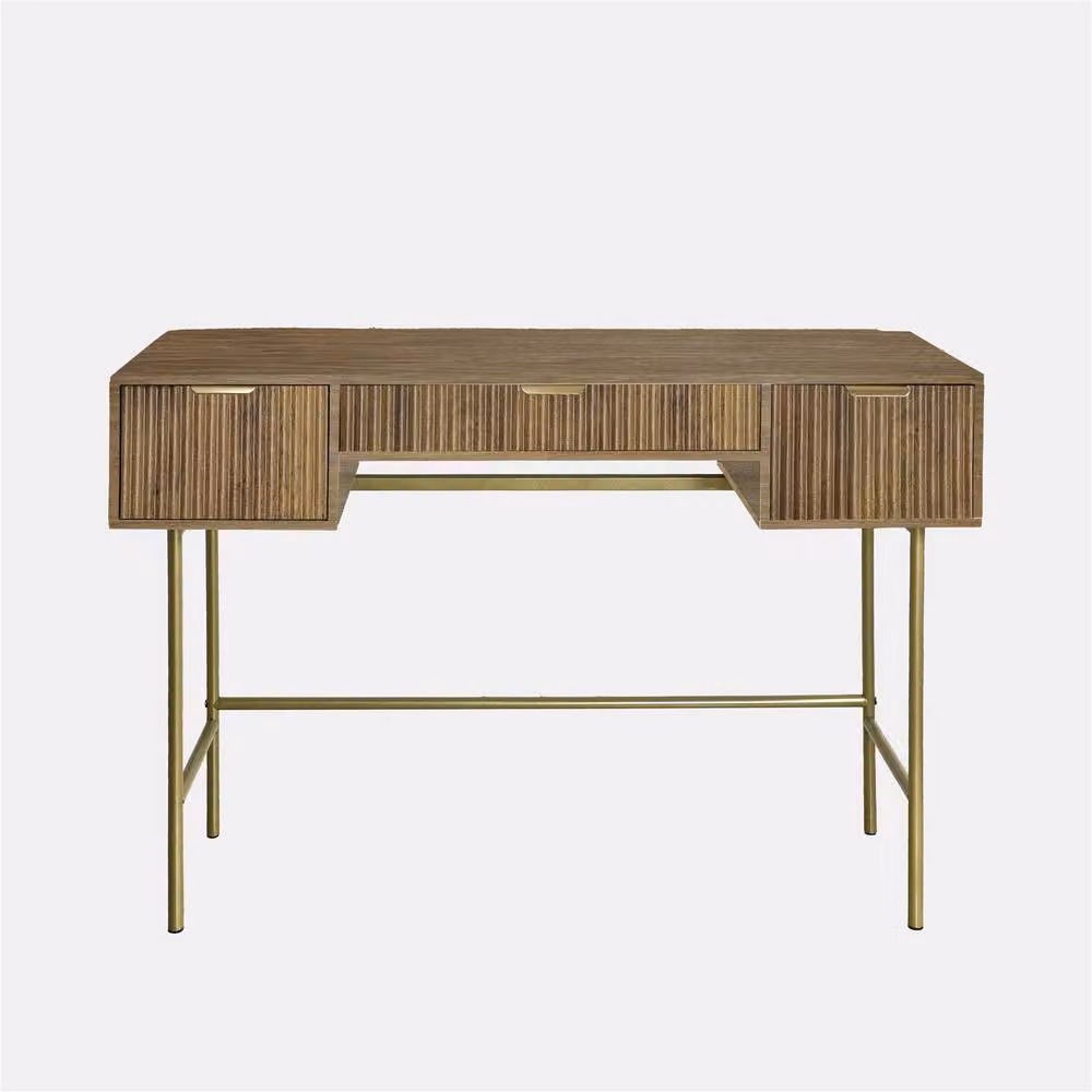 OHS Modern Ribbed Dressing Table with 3 Drawers in Brown – 2