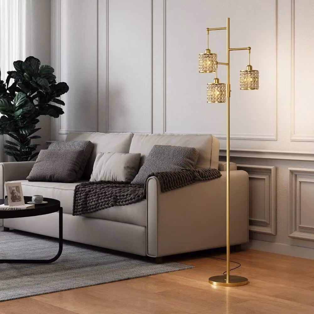 FORGEVIO Modern 3-Head Adjustable Floor Lamp in Gold/Brass, Height: 160 cm – 2