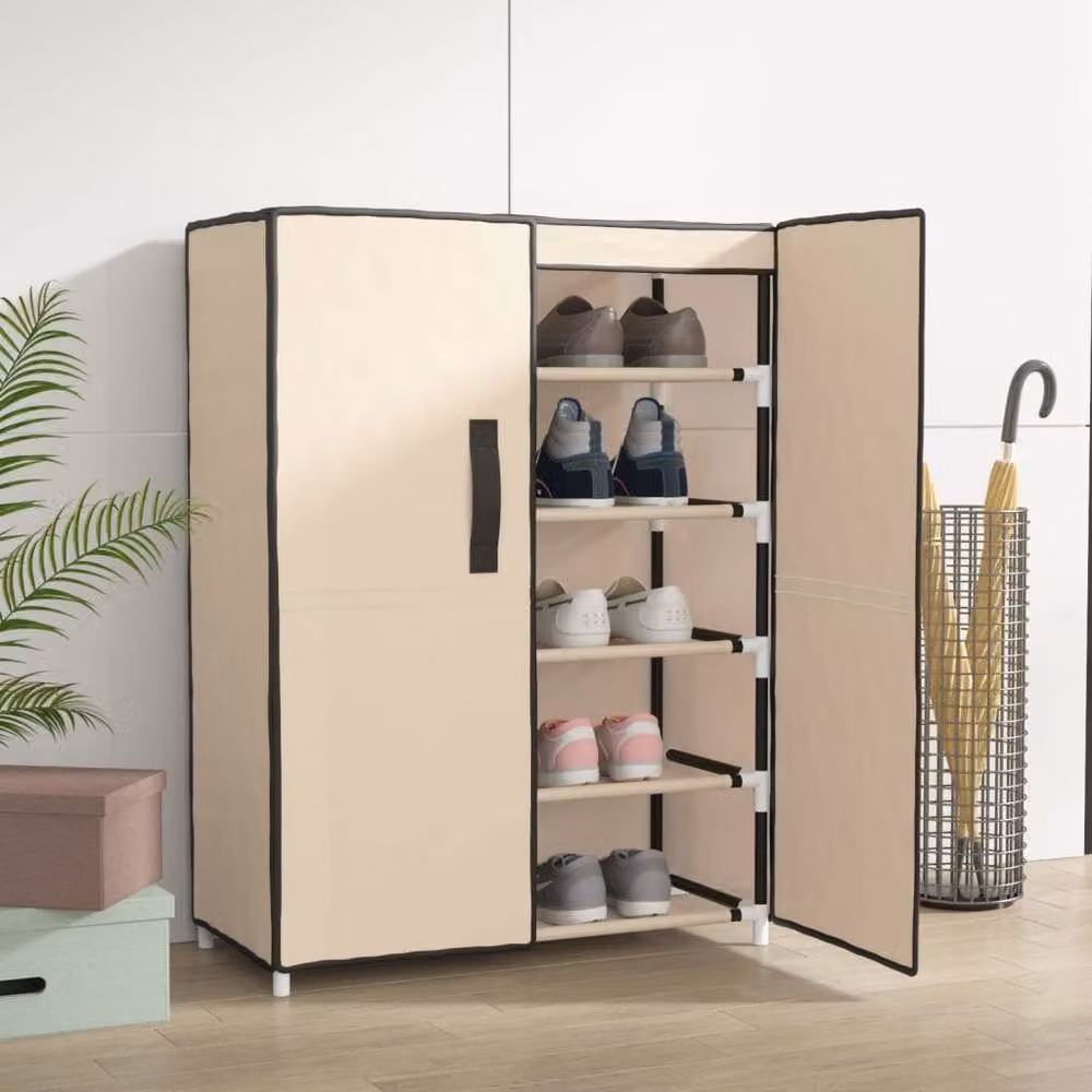 Berkfield Home Beige Fabric Shoe Cabinet W/D/H: 60 x 28 x 90 cm – 2