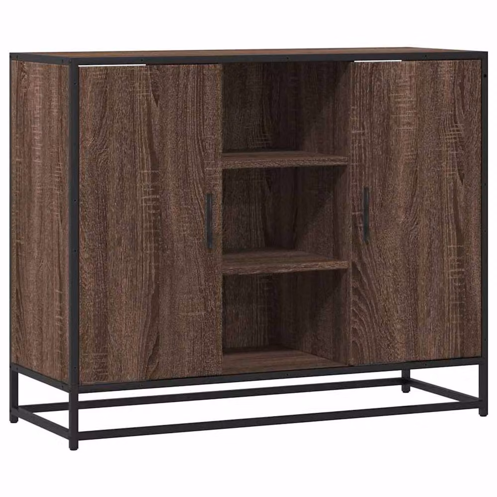 Berkfield Home Industrial Sideboard in Brown Oak, W/D/H: 92 x 35 x 76 cm – 3