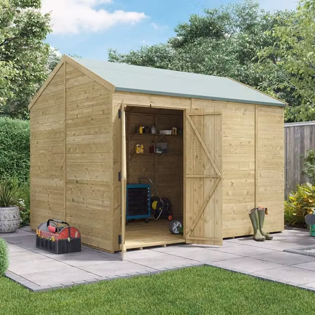 BillyOh Switch Tongue and Groove Apex Wooden Shed in Brown with Gable Roof and Floor