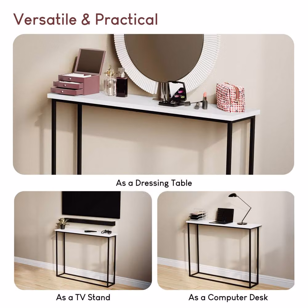 Vida Designs White Multi-purpose Console Table with Metal Legs – 4