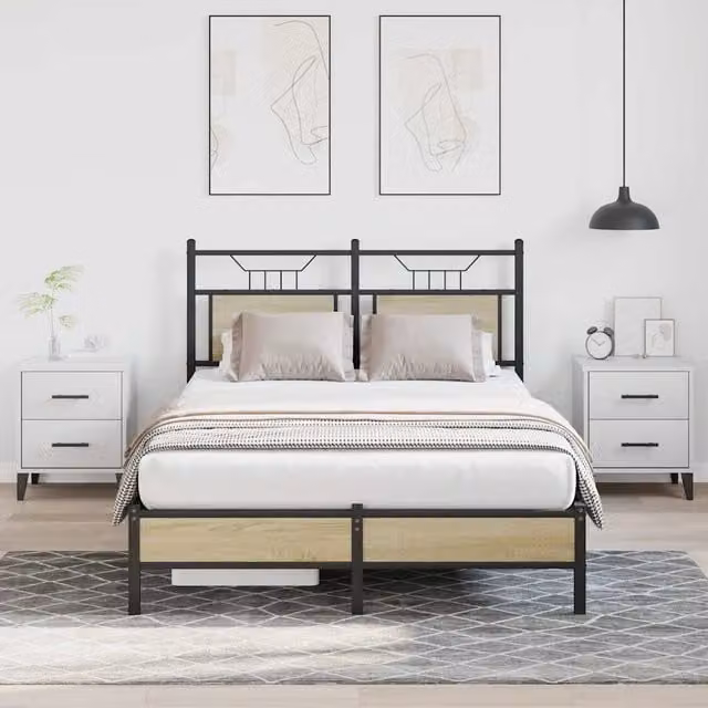 Berkfield Home Small Double Bed Frame in Sonoma Oak Brown, W/D/H: 120 x 200 cm – 1