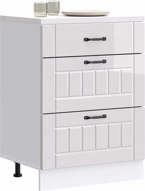 Berkfield Home Lucca Modern High Gloss White Kitchen Base Unit