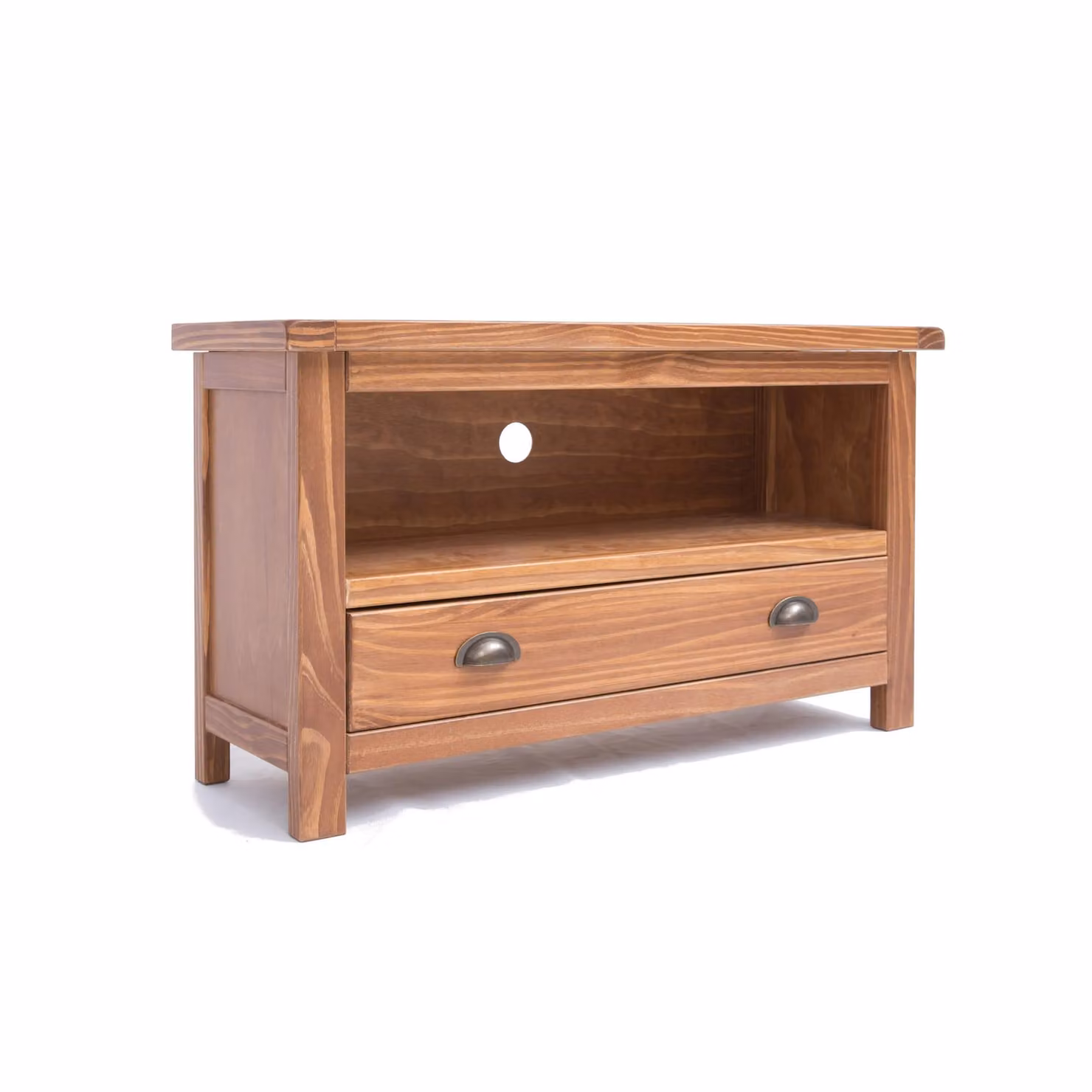 Cabinet Bits Padua Lacquered 1 Drawer TV Cabinet in Brown with Brass Cup Handle – 2