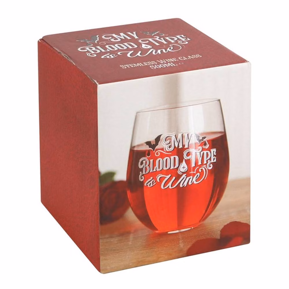 Uniqueful My Blood Type Stemless Wine Glass in Clear, 500ml – 3