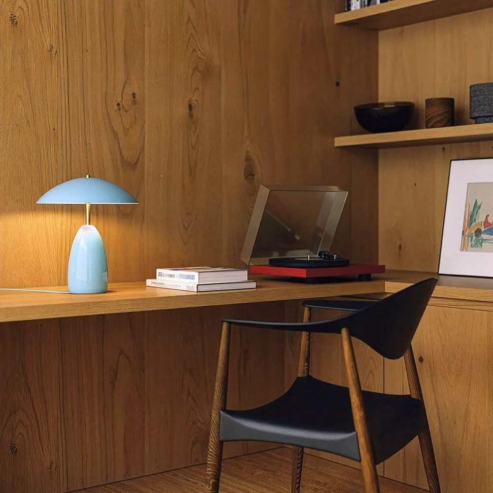 Netlighting Poppy 12V Rechargeable Small LED Table Lamp in Cerulean Blue with 3000K Warm White Light – 2