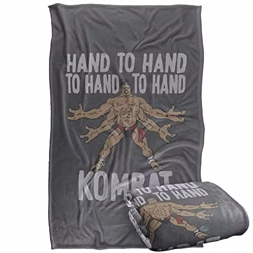 LOGOVISION Mortal Kombat Klassic Goto Hand To Hand Kombat Super Soft Silky Feel Fleece Blanket, Multicolour and Grey, W: 91.44 cm, D: 147.32 cm