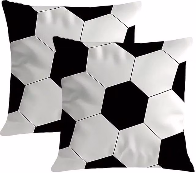 NESTLUNE 2-Piece Football Cushion Covers in White Polyester, W/H: 120 x 90 cm – 1