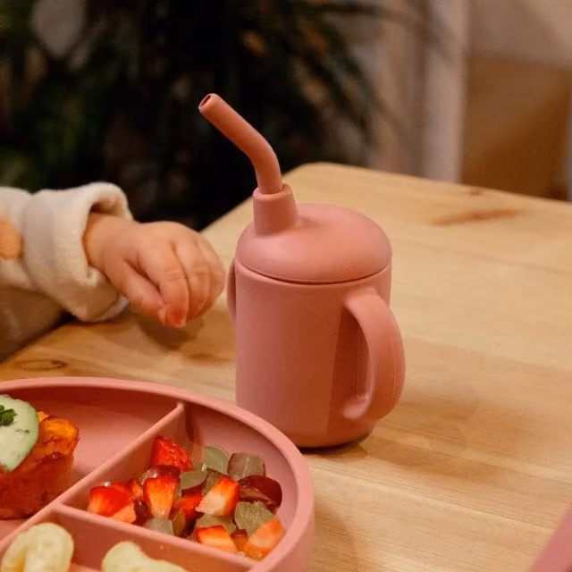 Tiny Dining Silicone Baby Sippy Cup with Soft Spout, Pink, 120ml