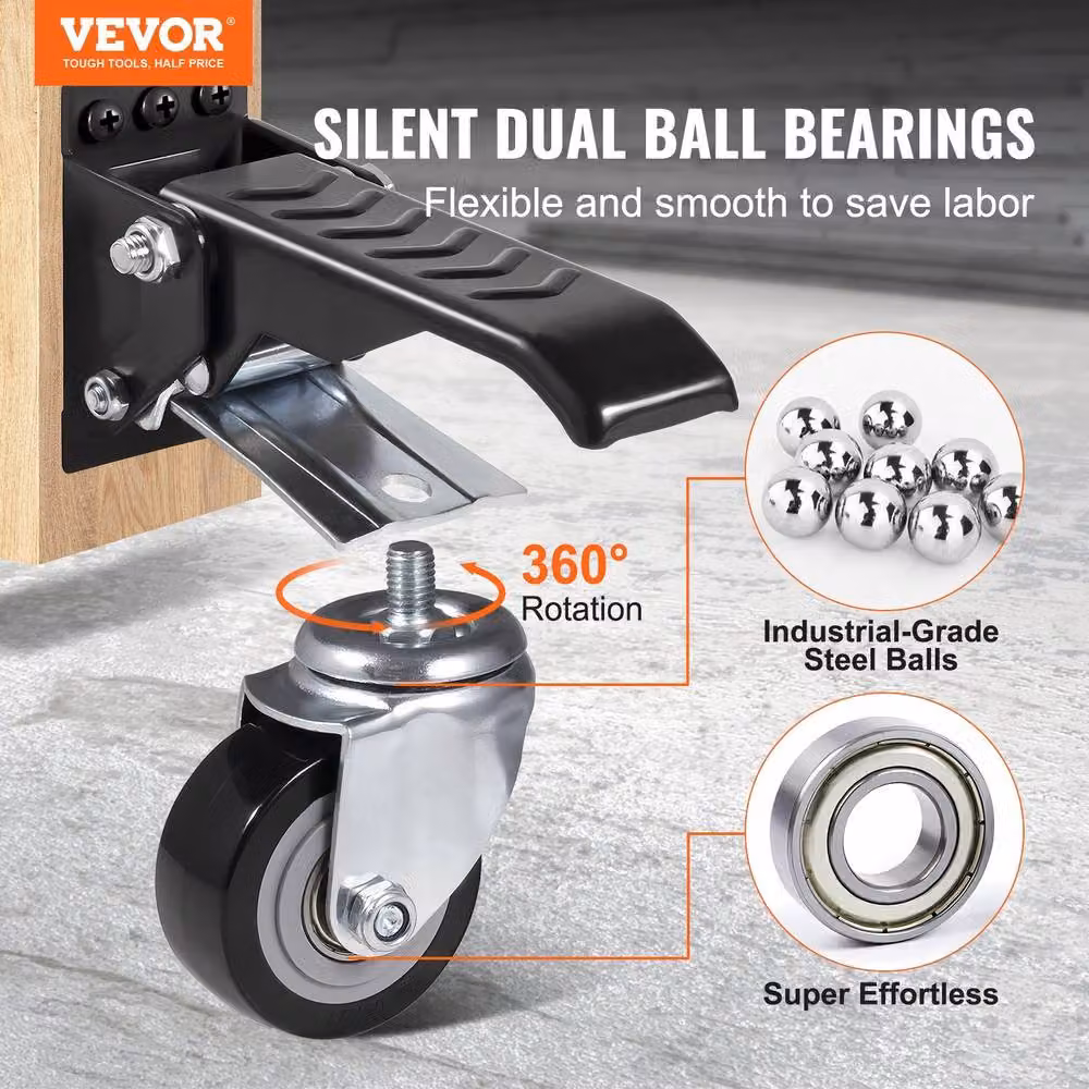 VEVOR Heavy Duty Steel Caster Wheels Set of 4, Black – 5