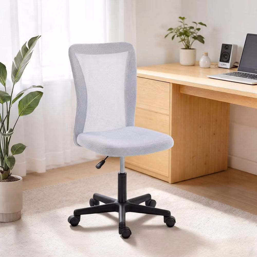 STILVORA Armless Office Task Chair in White with Adjustable Height and 360 Degree Swivel – 6