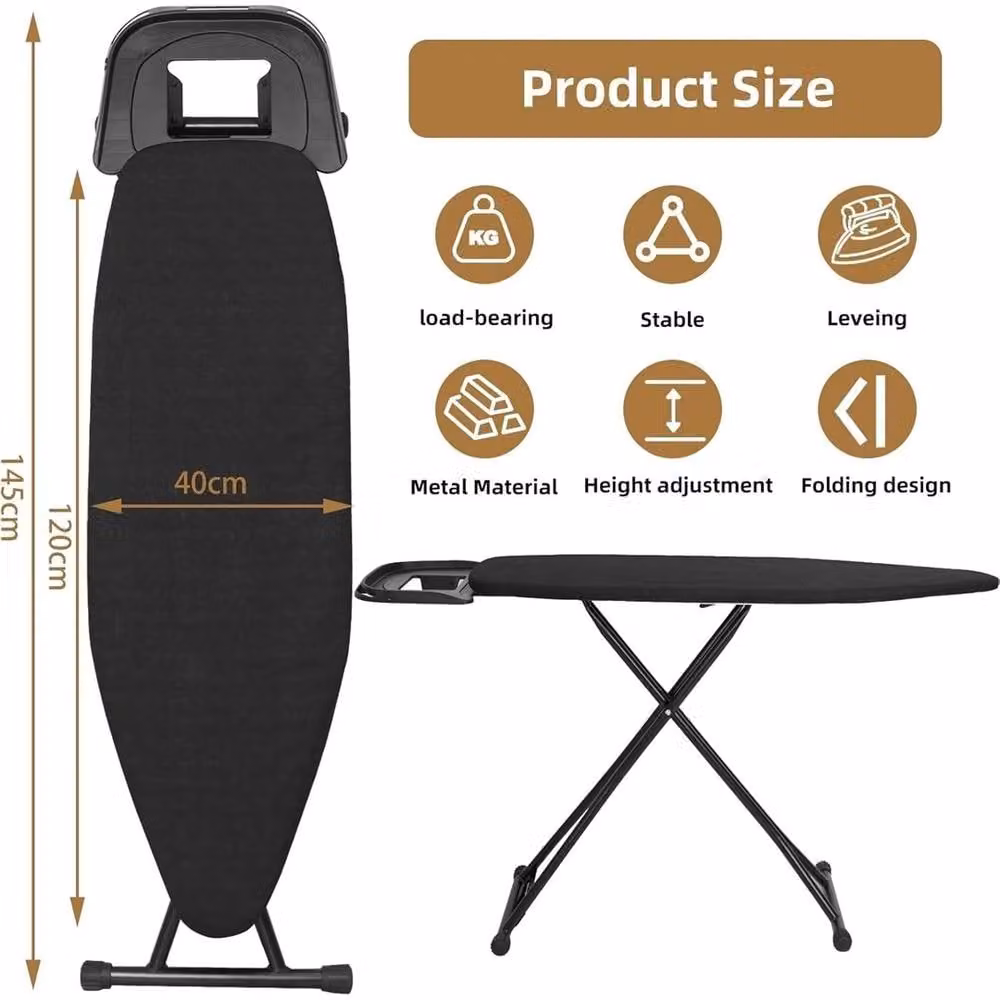 Nordara Lightweight Folding Ironing Board with Adjustable Height and Non-Slip Base, Black, W: 120 cm, D: 40 cm, H: 84 cm – 2