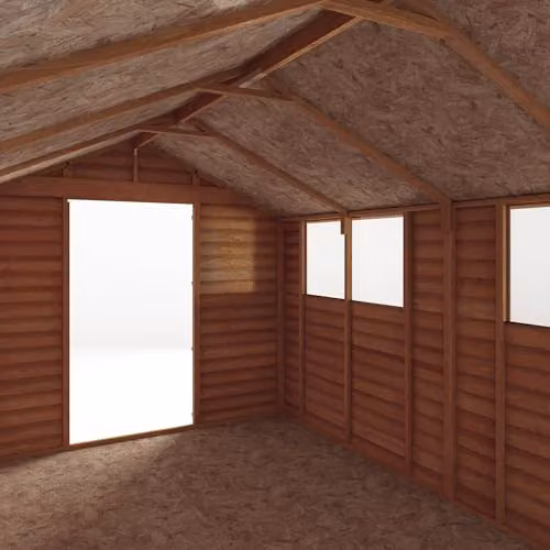 Mercia Garden Products Brown Wooden Value Overlap Apex Garden Shed W: 365.76 cm, D: 242.98 cm, H: 212.0 cm – 2