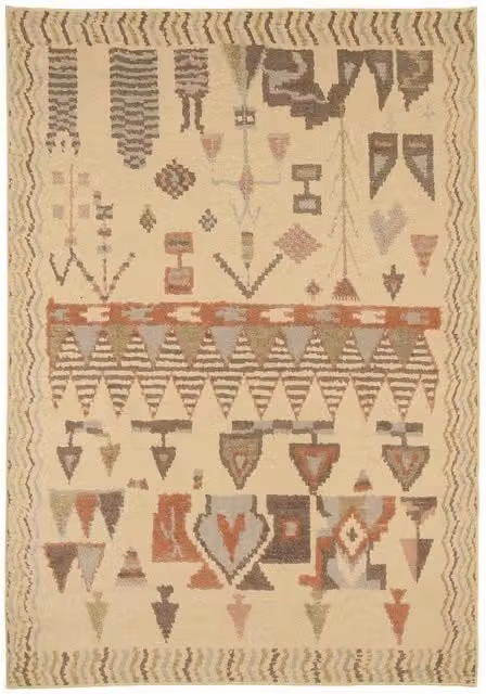 Kukoon Beige and Grey Distressed Soft Pile Area Rug, W: 80 cm, L: 300 cm