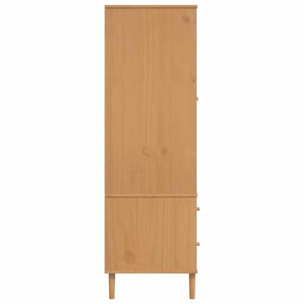 Berkfield Home SENJA Wardrobe in Brown Rattan Look Solid Pine Wood, W/D/H: 90 x 55 x 175 cm – 3
