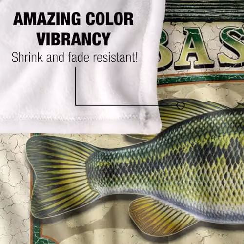 JQ Licensing Old Bass Lodge Sign Silky Touch Super Soft Fleece Throw Blanket, White and Multicolour, W/D: 152 x 127 cm – 3