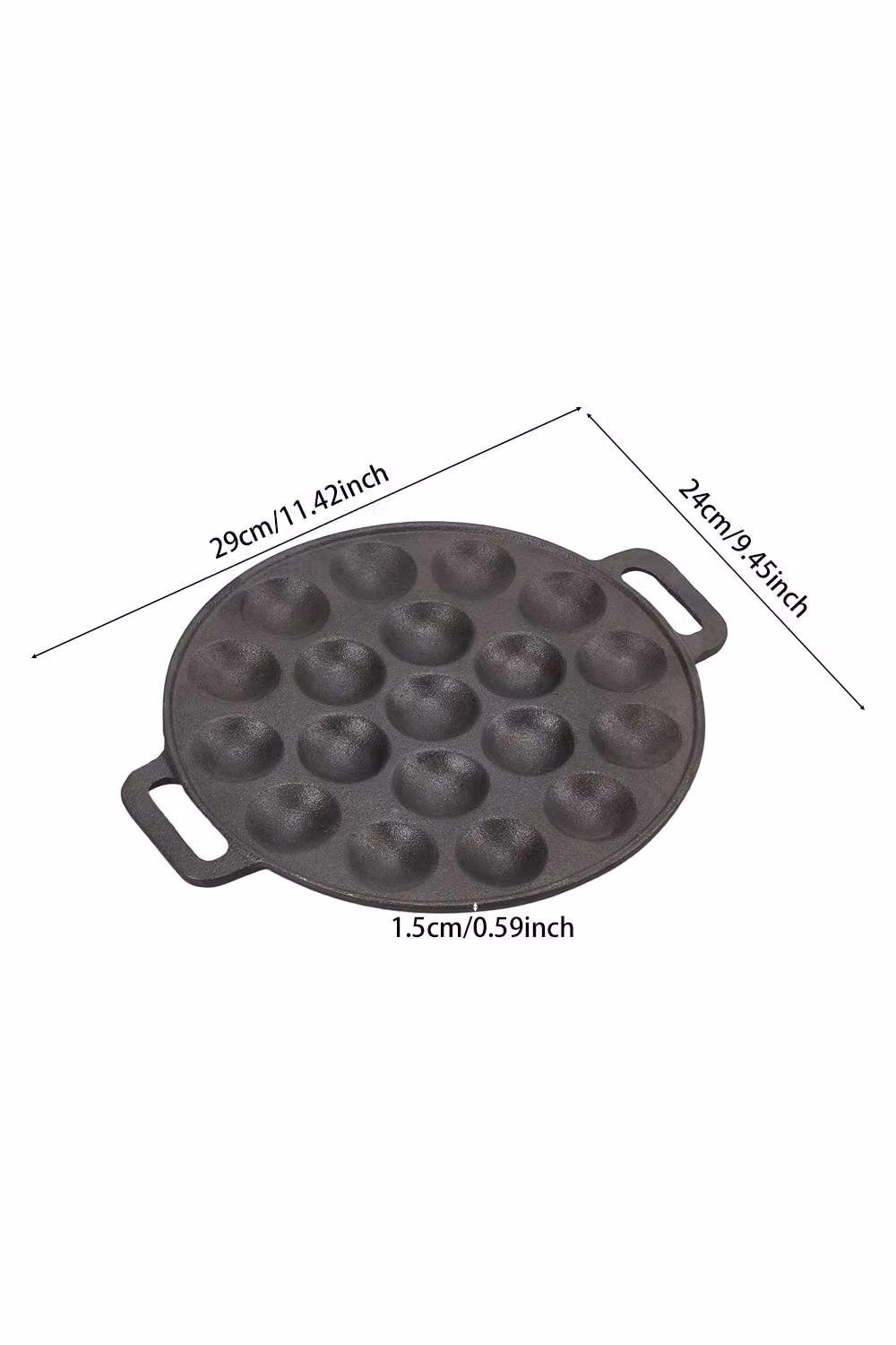 Garden Sanctuary Non-stick 19-hole Cast Iron Aebleskiver Pan in Black – 4