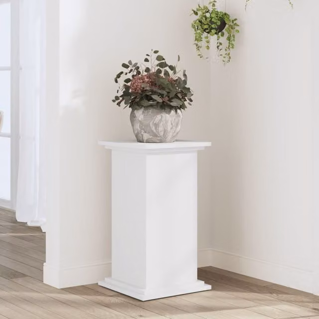 Berkfield Home Modern White Plant Stand in MDF, W/D/H: 33 x 33 x 60 cm