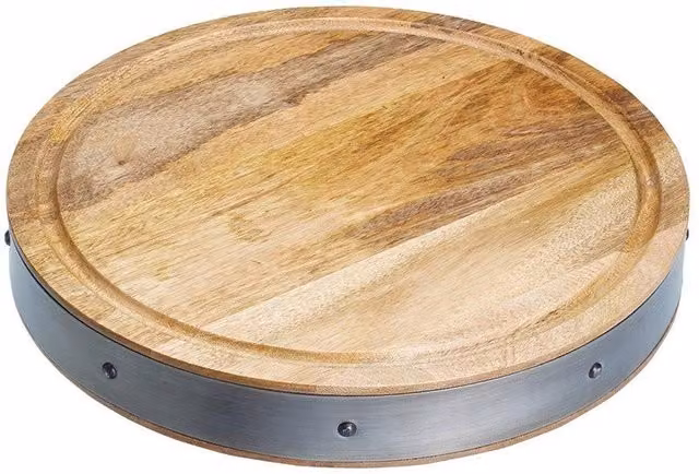 KitchenCraft Round Wooden Butcher's Block Chopping Board, Diameter: 36 cm, Brown – 1