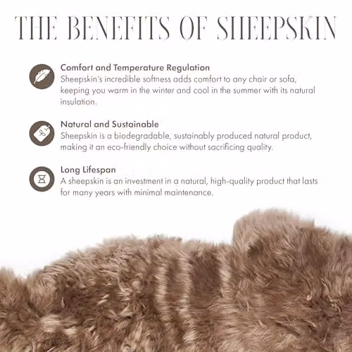 Infinity Leather Genuine Sheepskin Wool Rug in Taupe, W/D: 90 x 60 cm – 5