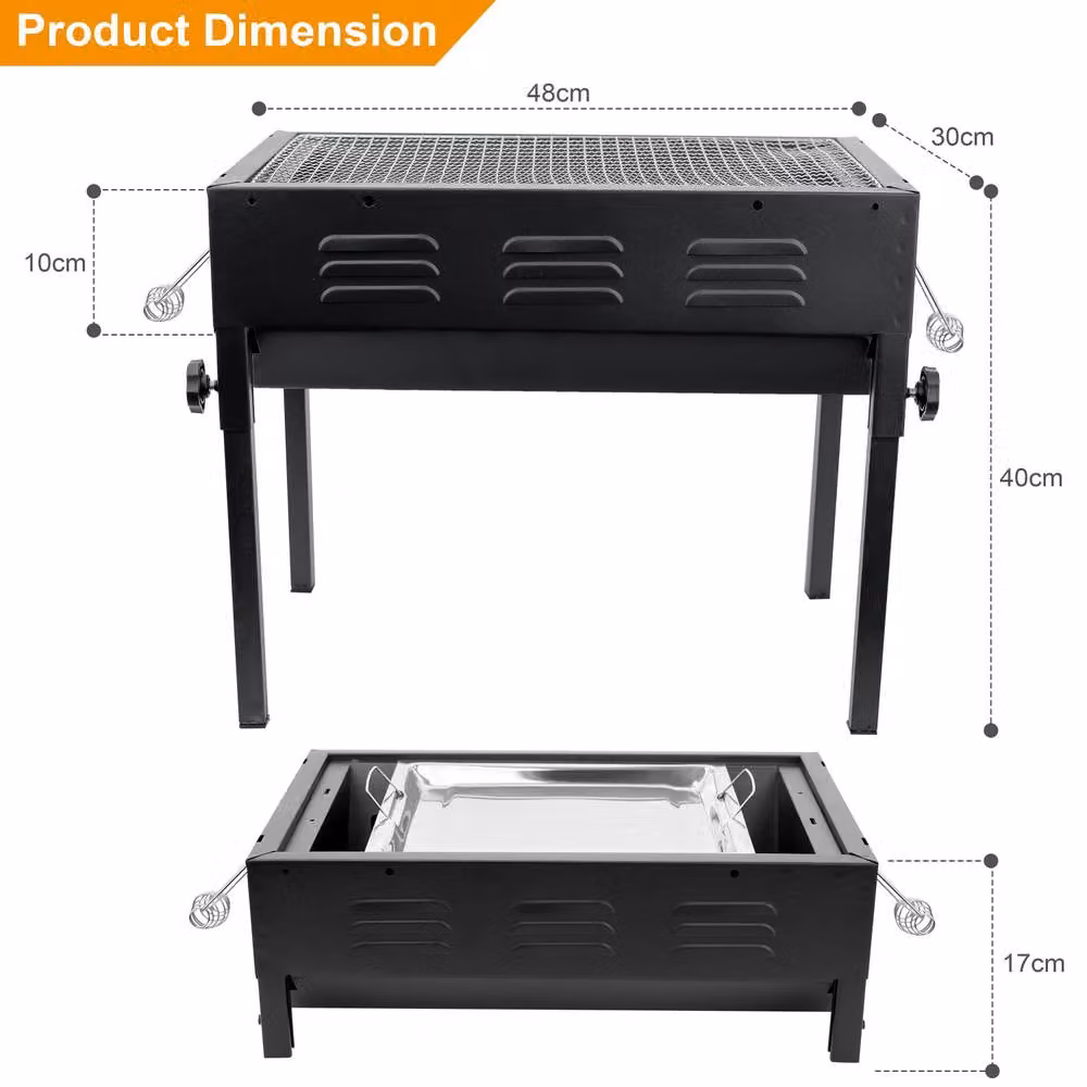 Crystals Portable Tabletop Charcoal BBQ Grill in Black, Enamelled Steel – 2