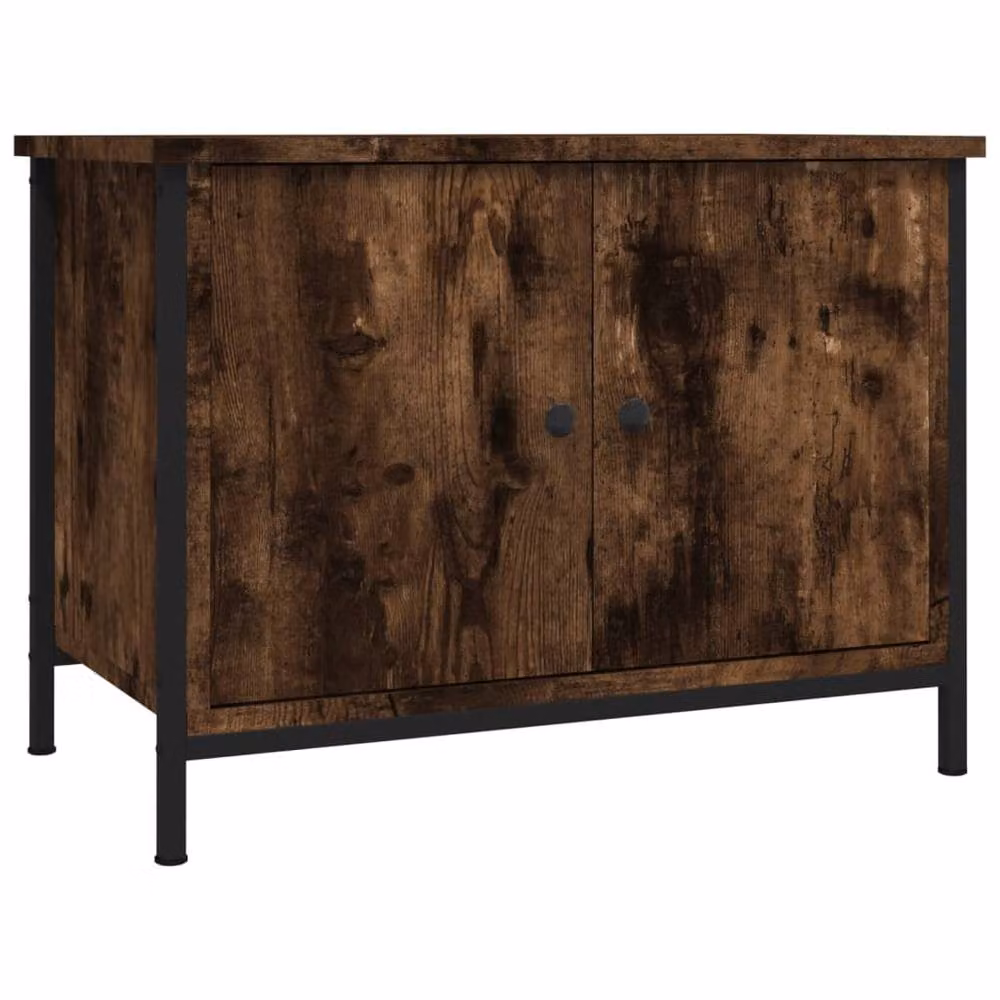 Berkfield Home TV Cabinet with Doors in Smoked Oak Brown, W/D/H: 60 x 35 x 45 cm – 2