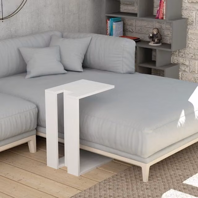 Decortie Muju Modern Side Table, White, W/D/H: 40 x 30 x 57 cm