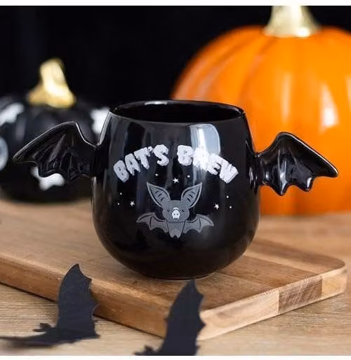 KDMD Bat's Brew Bat Wing Ceramic Mug in Black, 450 ml