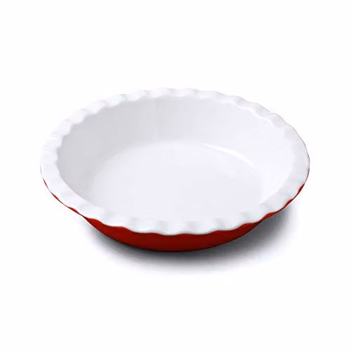 WM Bartleet & Sons 1750 Porcelain Round Pie Dish with Crinkle Rim, Red, Diameter: 27 cm