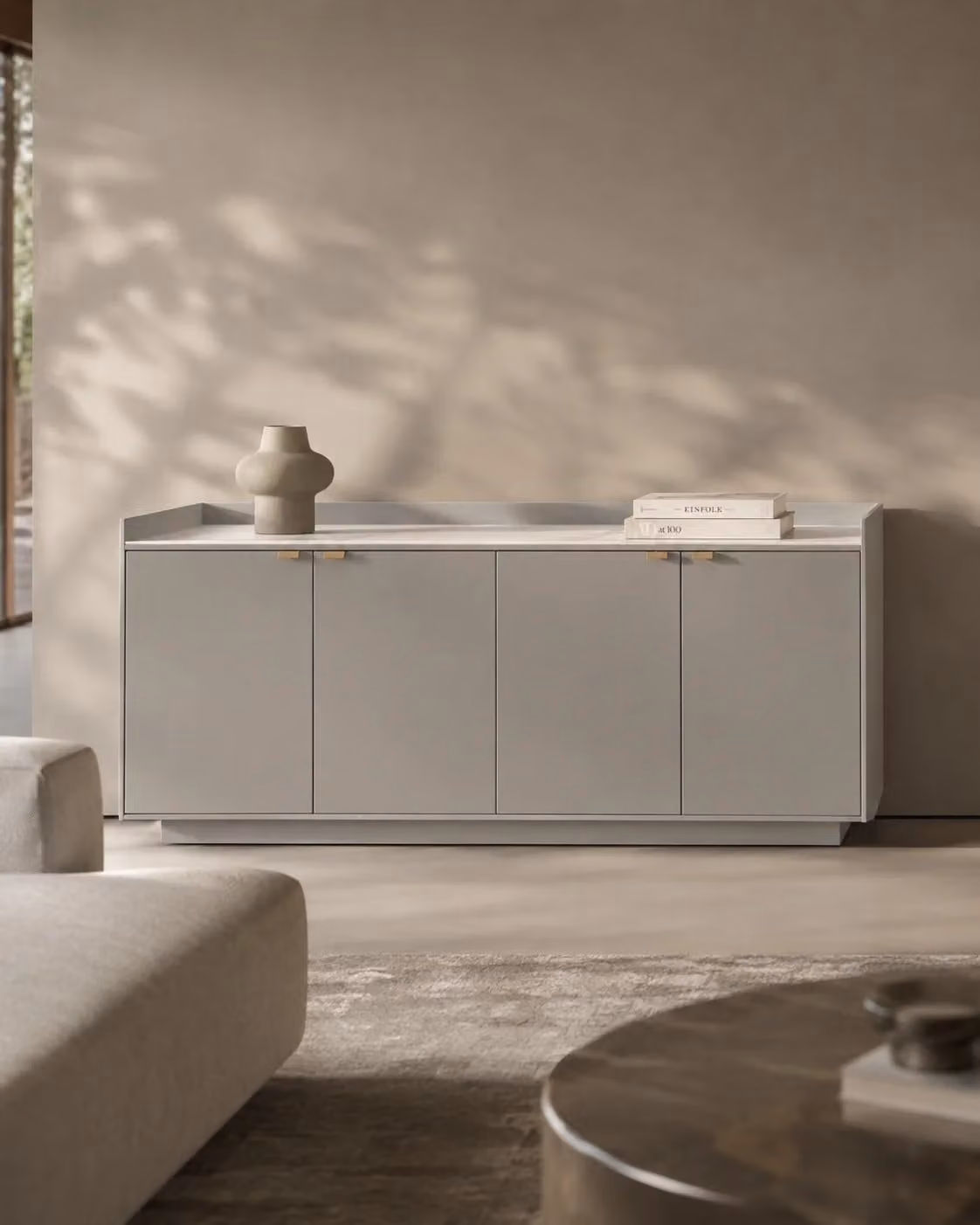 Tommy Franks Saviour Buffet in Matte Beige, W: 186.0 cm, D: 45.5 cm, H: 75.4 cm