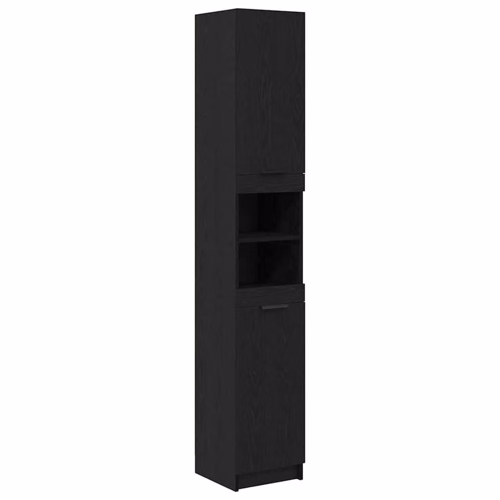 Berkfield Home Modern Black Oak Bathroom Cabinet, W/D/H: 32 x 34 x 188.5 cm – 3