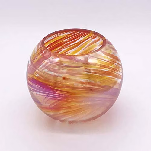 Sienna Glass Blown Glass Tealight Holder Sphere in Red and Multicolour
